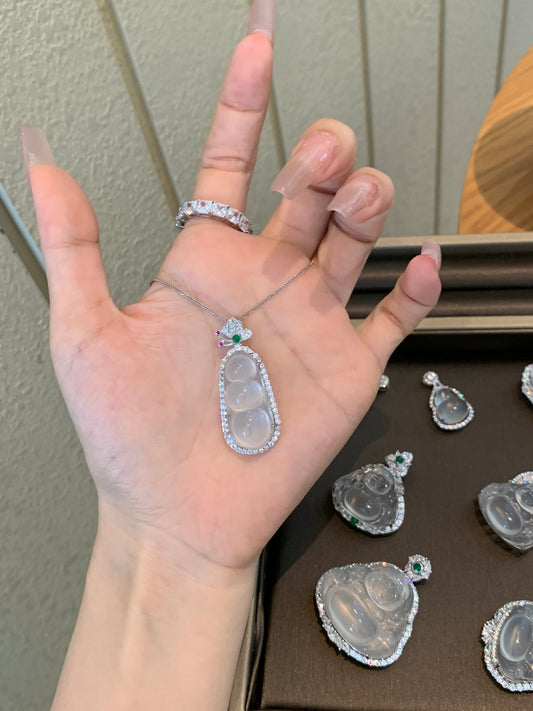 Natural Chalcedony Lucky Bean Pendant