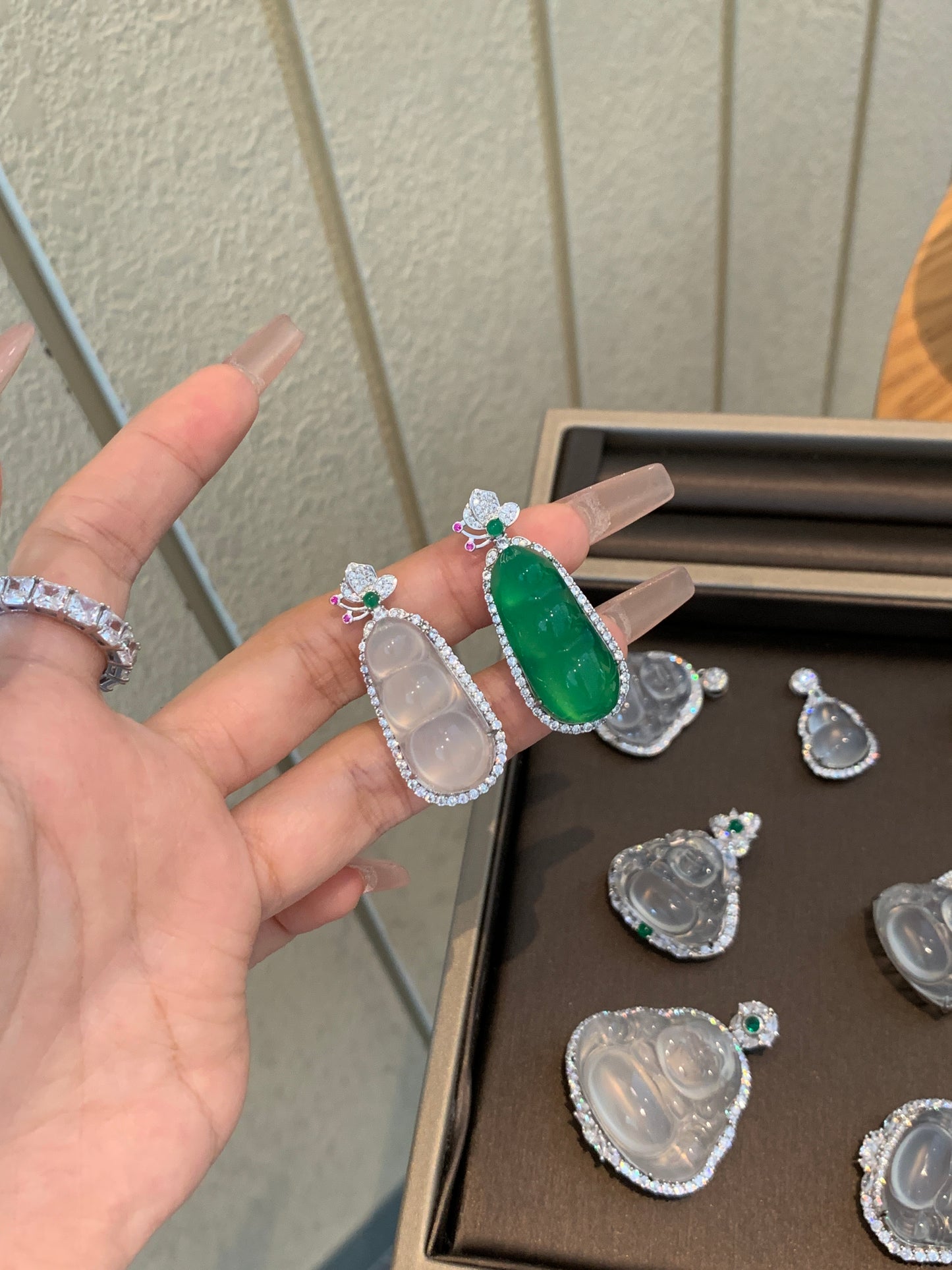 Natural Chalcedony Lucky Bean Pendant