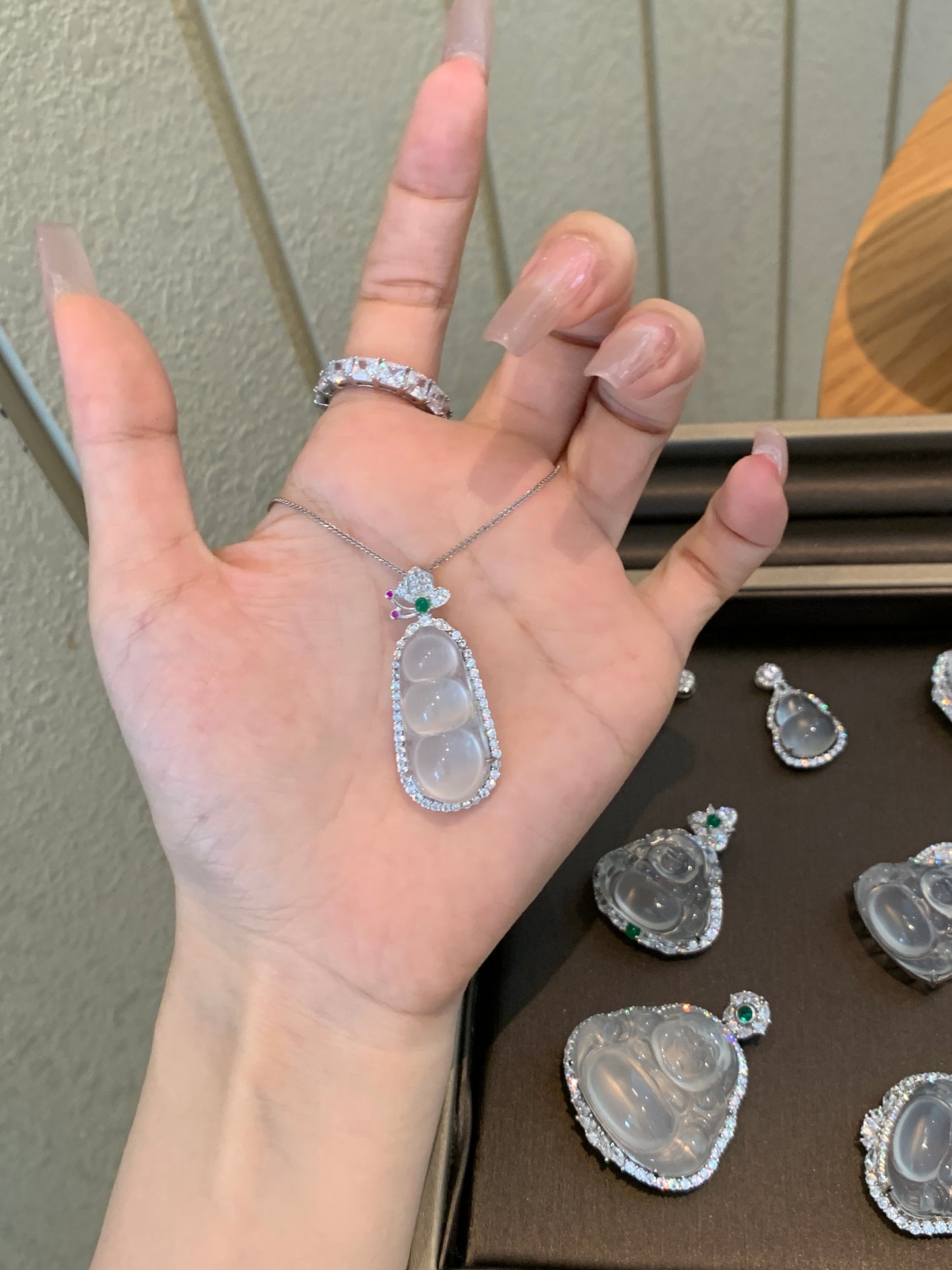 Natural Chalcedony Lucky Bean Pendant