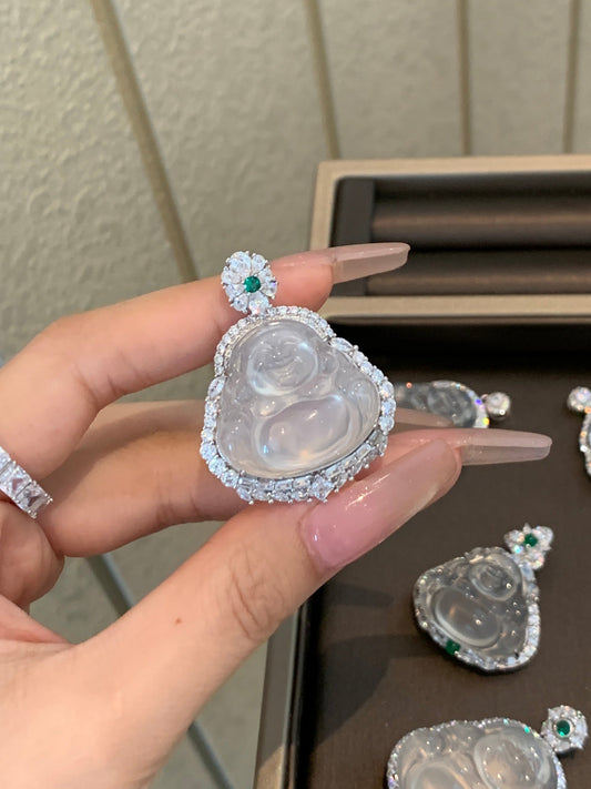 Natural Chalcedony Heavy - Craft Buddha Pendant